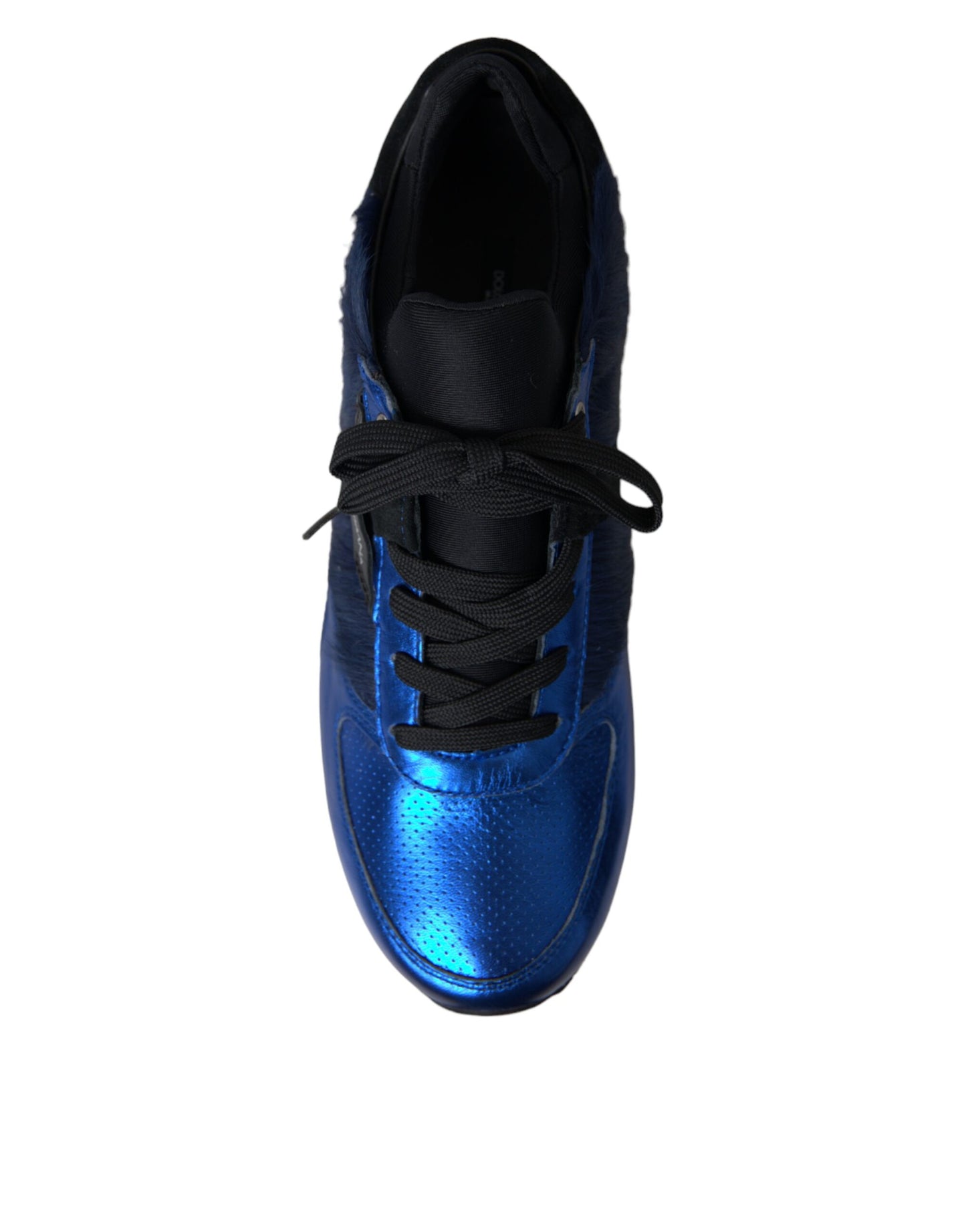 Blue Black Calf Hair Leather Sneakers Shoes-Dolce & Gabbana-LabelTerrace.com