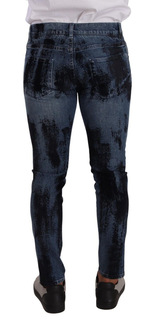 Blue Black Cotton Skinny Denim Jeans-Dolce & Gabbana-LabelTerrace.com