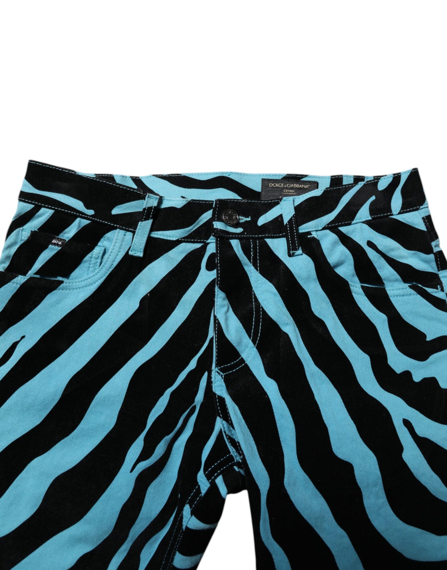 Blue Black Stripes Skinny Denim Jeans-Dolce & Gabbana-LabelTerrace.com