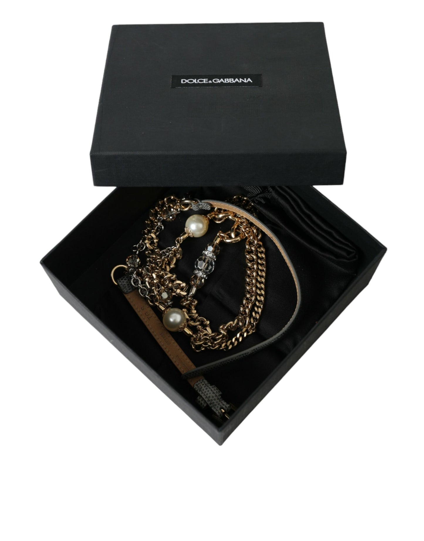 Blue Braided Gold Brass Chain Waist Belt-Dolce & Gabbana-LabelTerrace.com