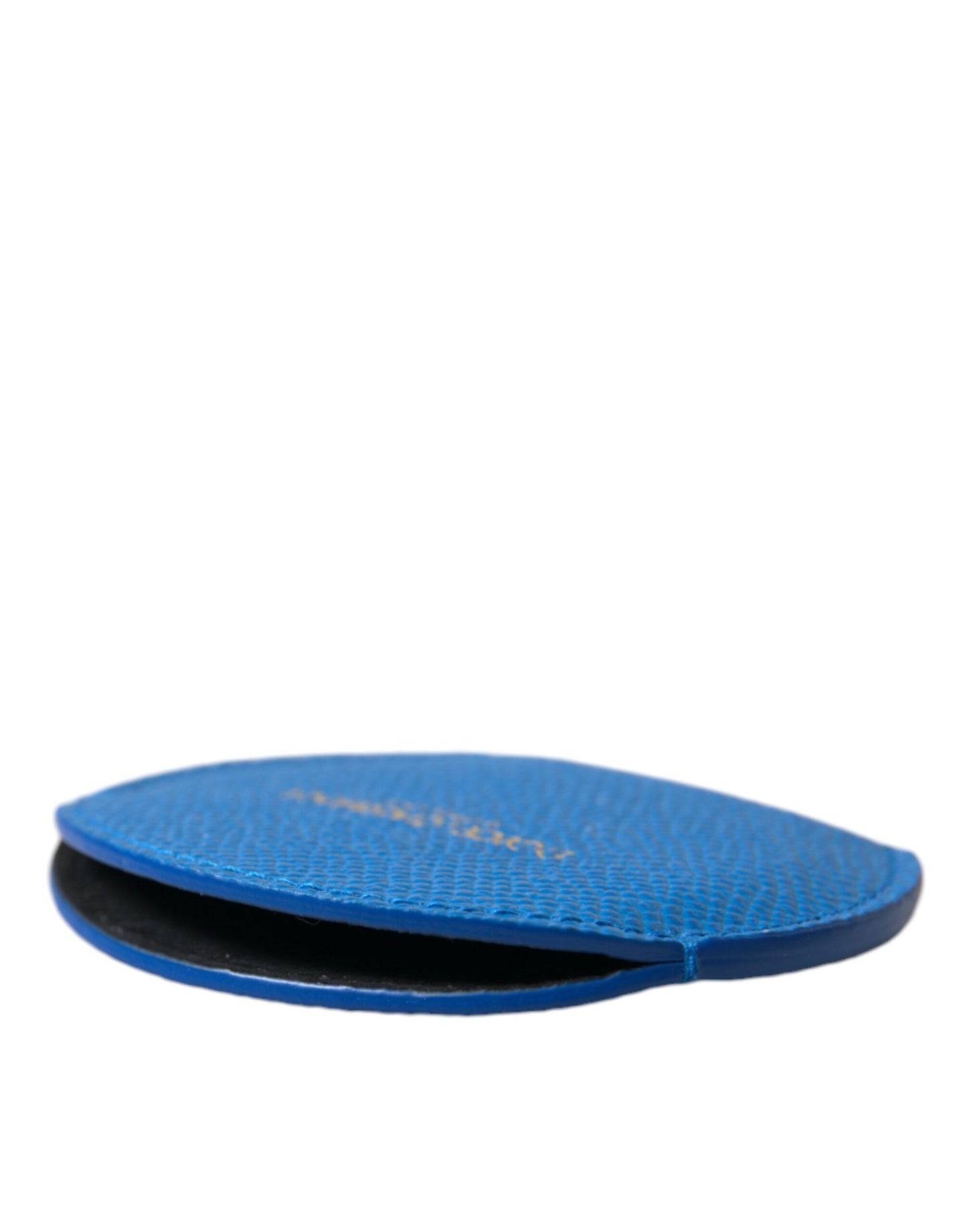 Blue Calfskin Leather Round Logo Hand Mirror Holder-Dolce & Gabbana-LabelTerrace.com
