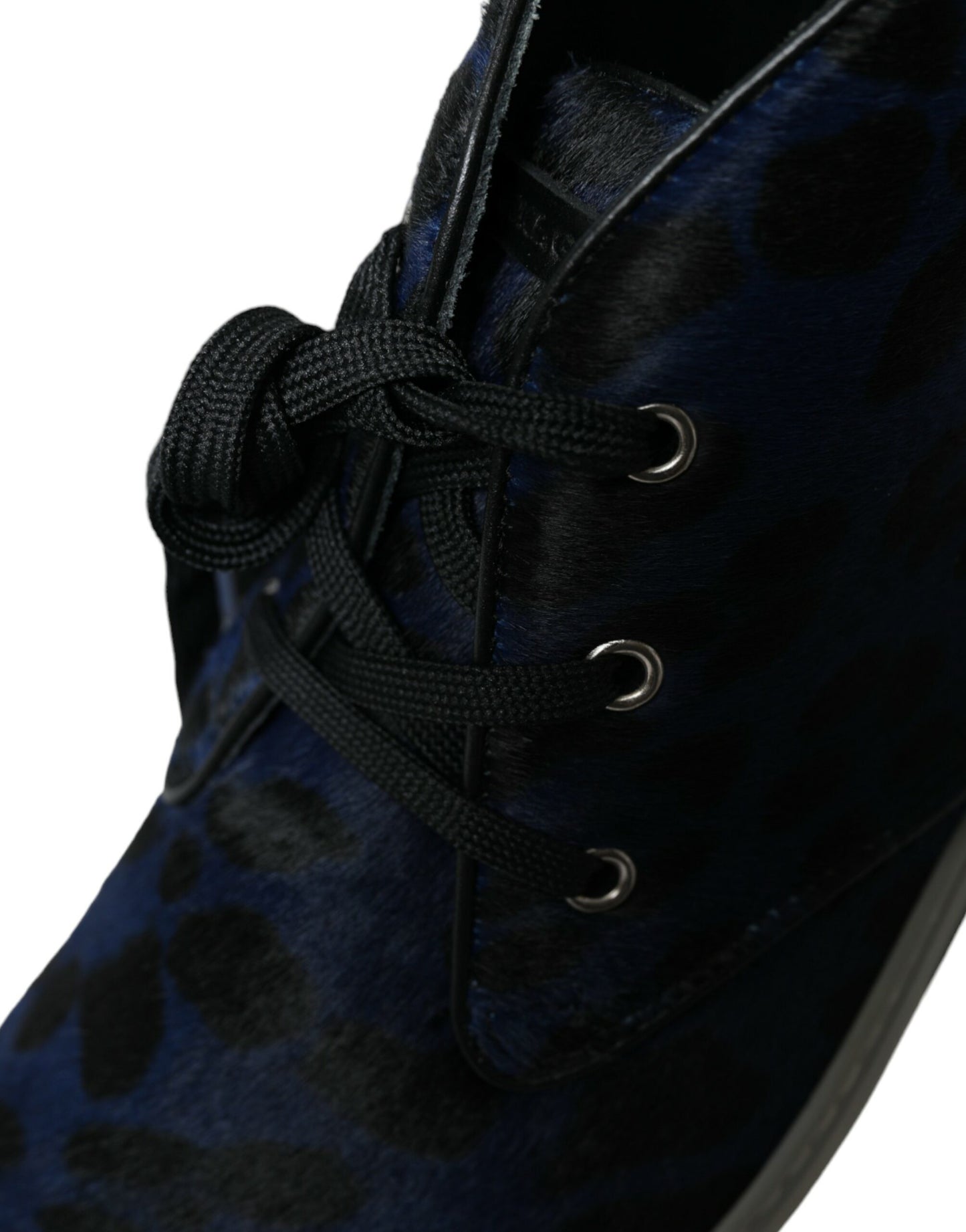 Blue Calfskin Leopard Mid Top Sneakers Shoes-Dolce & Gabbana-LabelTerrace.com