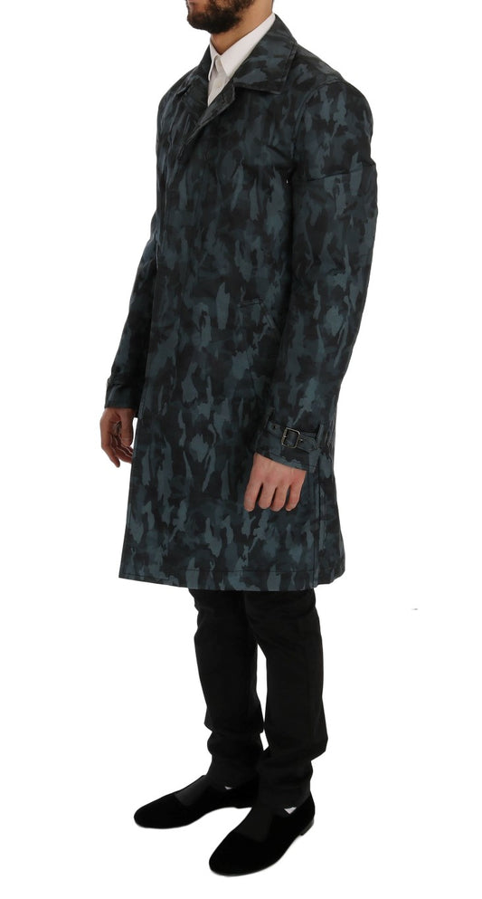 Blue Camouflage Trench Trench-Dolce & Gabbana-LabelTerrace.com