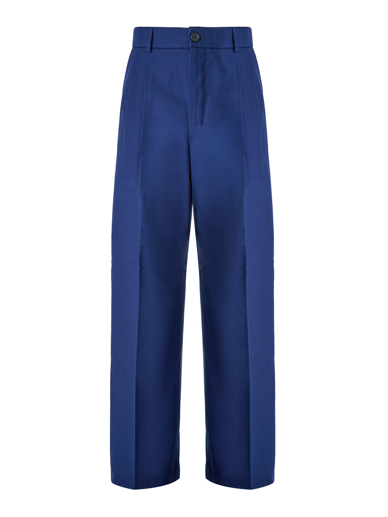 Blue Classic Cotton Pants-Gucci-LabelTerrace.com