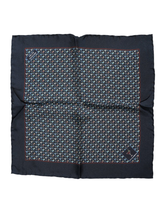 Blue Cocktail Silk Square Foulard Scarf-Dolce & Gabbana-LabelTerrace.com