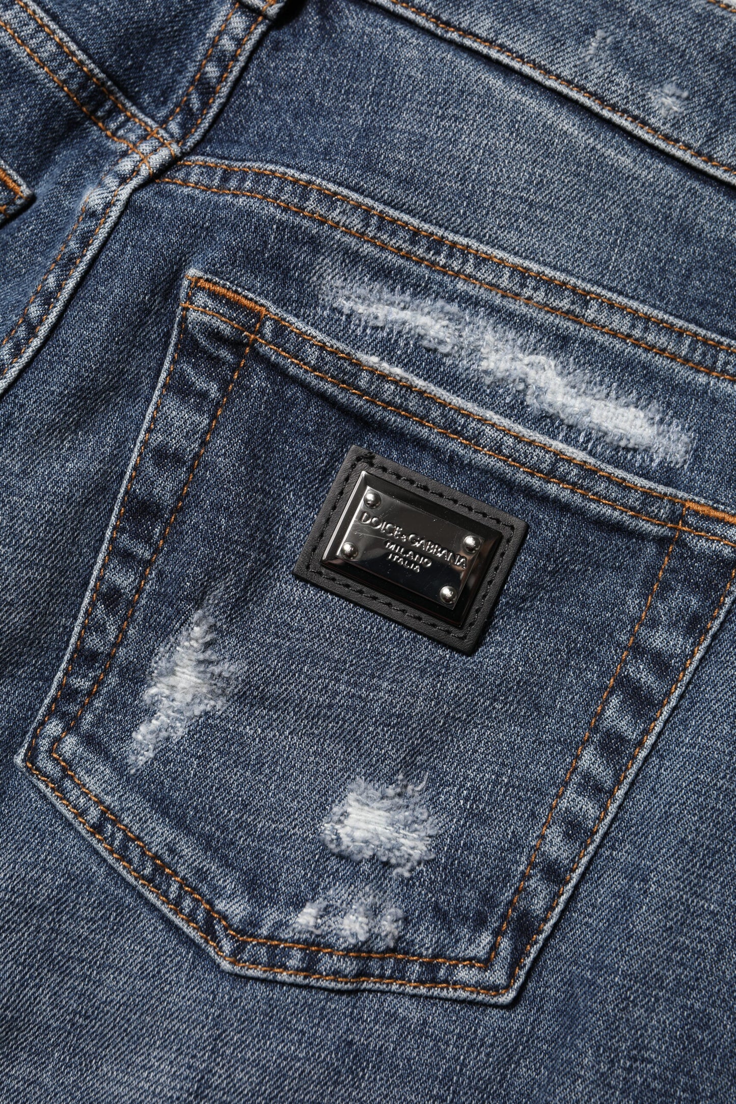 Blue Cotton Boyfriend Tattered Denim Jeans-Dolce & Gabbana-LabelTerrace.com