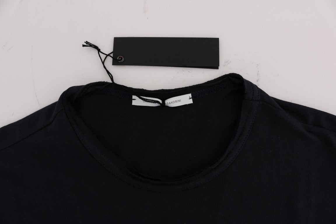 Blue Cotton Crewneck T-Shirt-Daniele Alessandrini-LabelTerrace.com