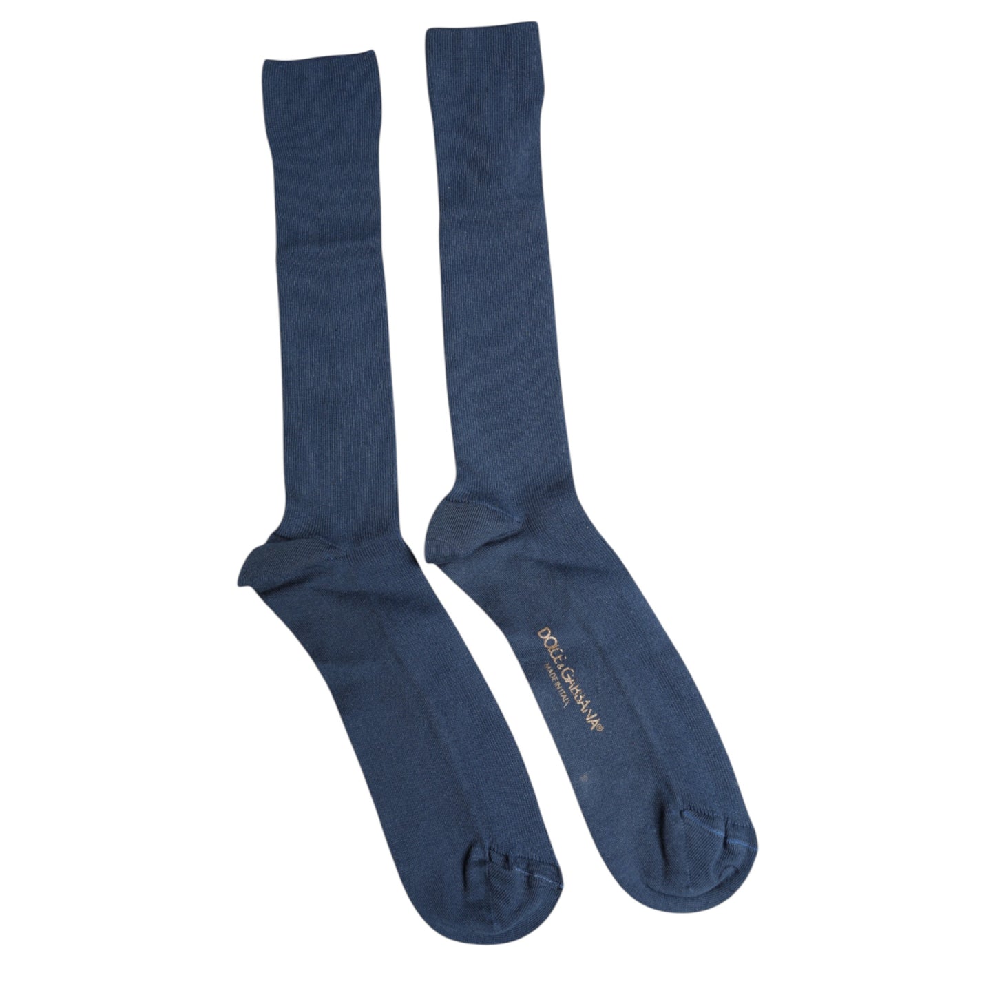 Blue Cotton DG Logo Over The Calf Socks-Dolce & Gabbana-LabelTerrace.com