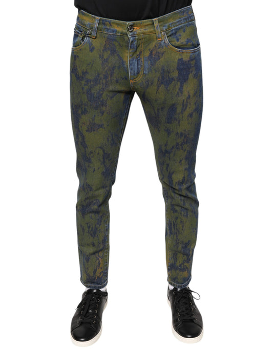 Blue Cotton Dye Slim Fit Men Denim Jeans-Dolce & Gabbana-LabelTerrace.com