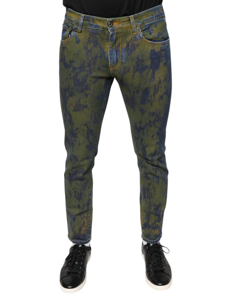 Blue Cotton Dye Slim Fit Men Denim Jeans-Dolce & Gabbana-LabelTerrace.com