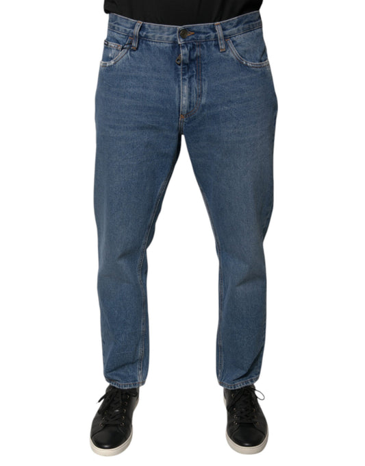 Blue Cotton Logo Men Loose Denim Jeans-Dolce & Gabbana-LabelTerrace.com