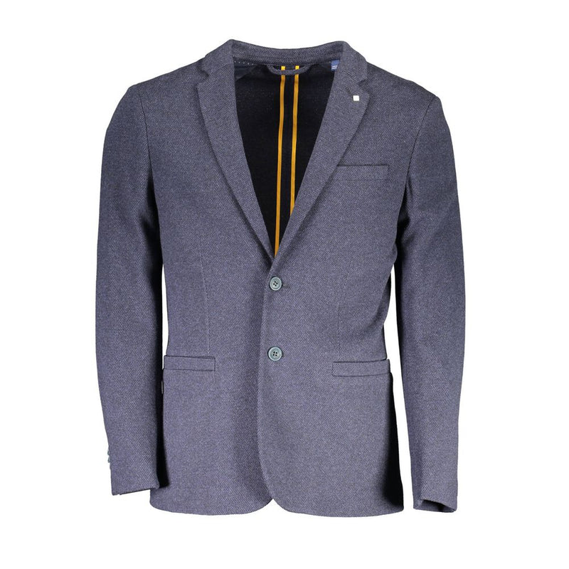 Blue Cotton Men Jacket-Gant-LabelTerrace.com