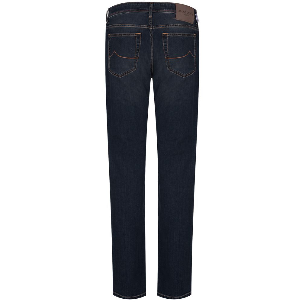 Blue Cotton Men Jeans with Orange Stitching-Jacob Cohen-LabelTerrace.com