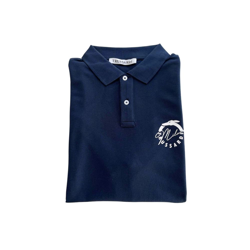 Blue Cotton Men's Polo Shirt