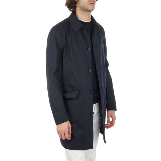Blue Cotton Men's Raincoat-Aquascutum-LabelTerrace.com