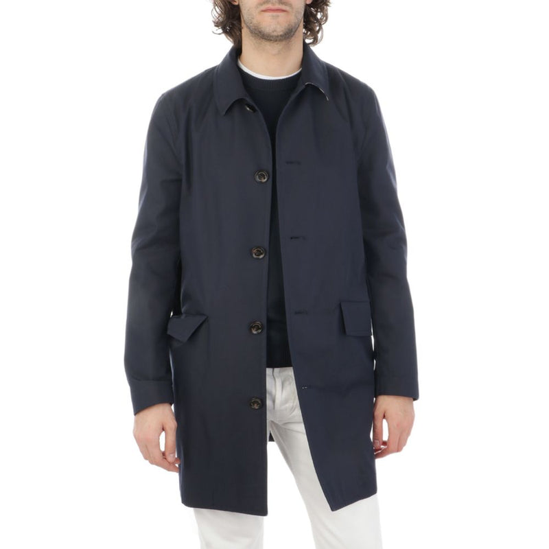 Blue Cotton Men's Raincoat-Aquascutum-LabelTerrace.com