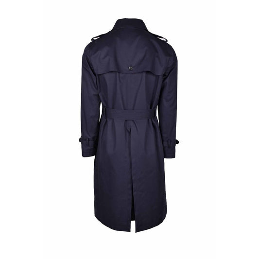 Blue Cotton Men's Trench Coat-Aquascutum-LabelTerrace.com