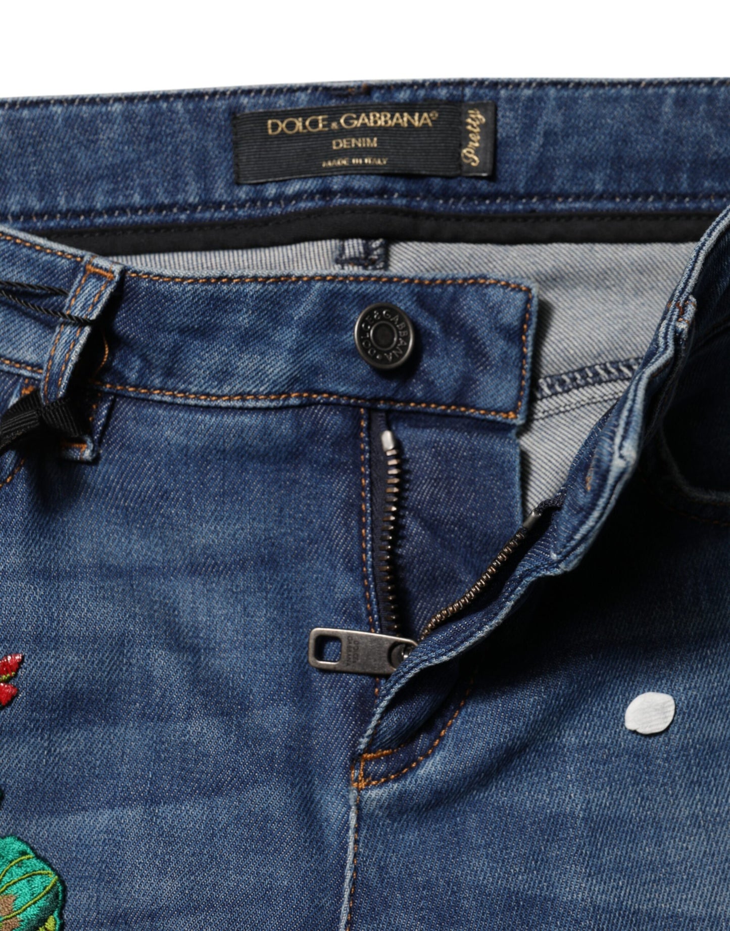 Blue Cotton Mid Waist Skinny Denim Jeans-Dolce & Gabbana-LabelTerrace.com