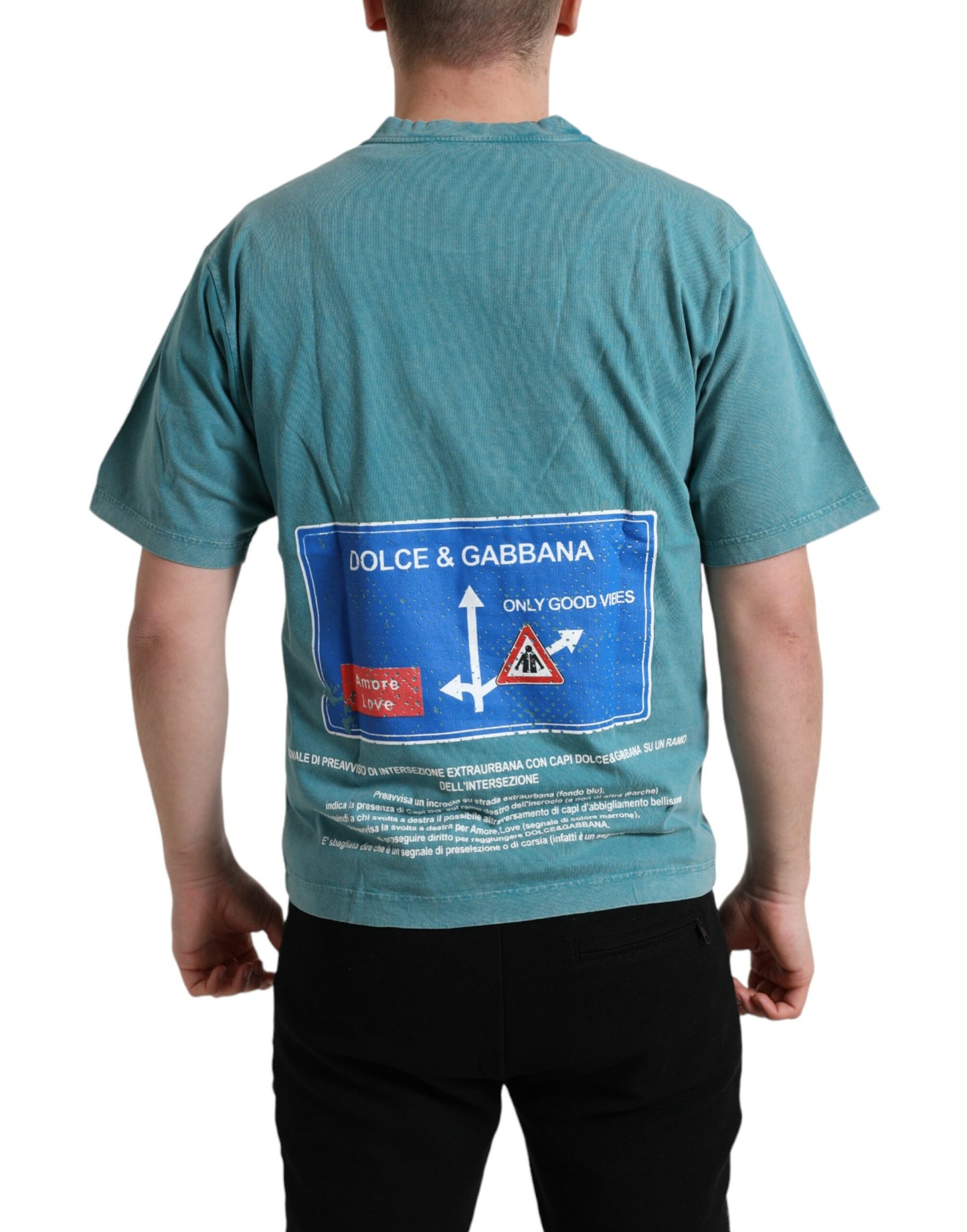 Blue Cotton Milano Street Round Neck T-shirt-Dolce & Gabbana-LabelTerrace.com