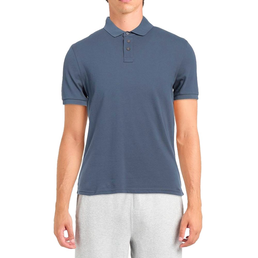Blue Cotton Polo Shirt-Alpha Studio-LabelTerrace.com