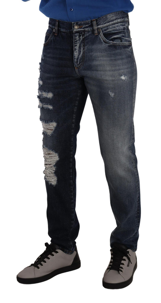Blue Cotton Regular Denim Trousers Jeans-Dolce & Gabbana-LabelTerrace.com