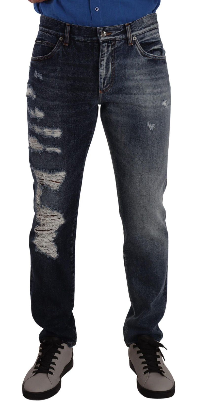 Blue Cotton Regular Denim Trousers Jeans-Dolce & Gabbana-LabelTerrace.com
