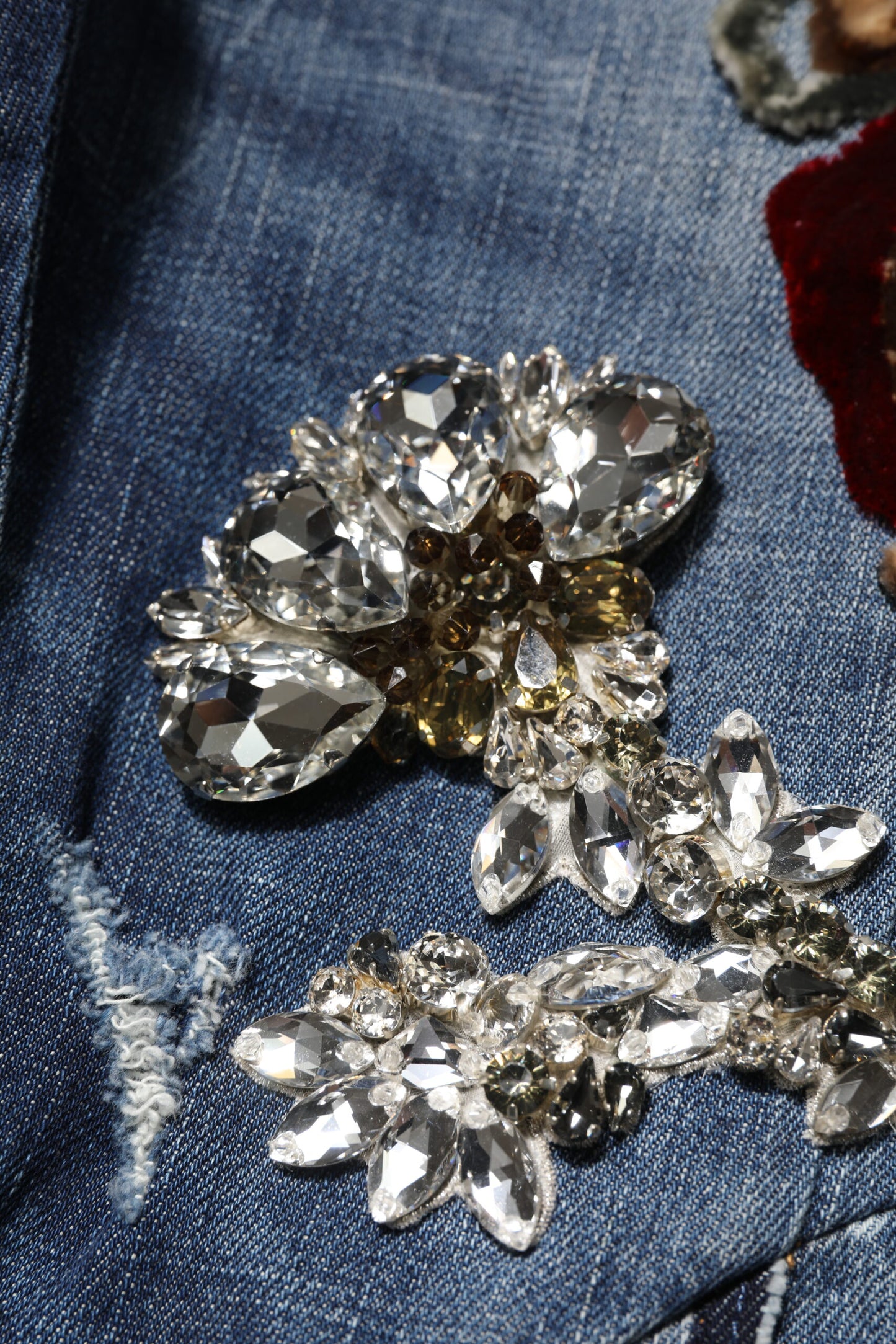 Blue Cotton Rhinestone Embellish Denim Jeans-Dolce & Gabbana-LabelTerrace.com