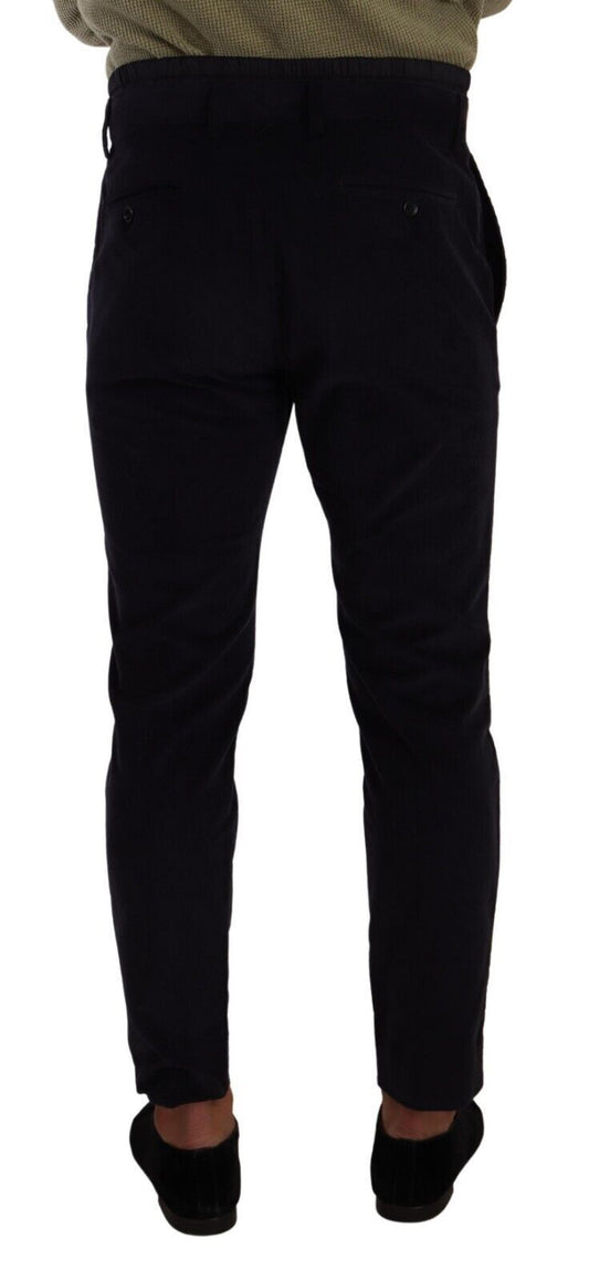 Blue Cotton Skinny Corduroy Trouser Pants-Dolce & Gabbana-LabelTerrace.com