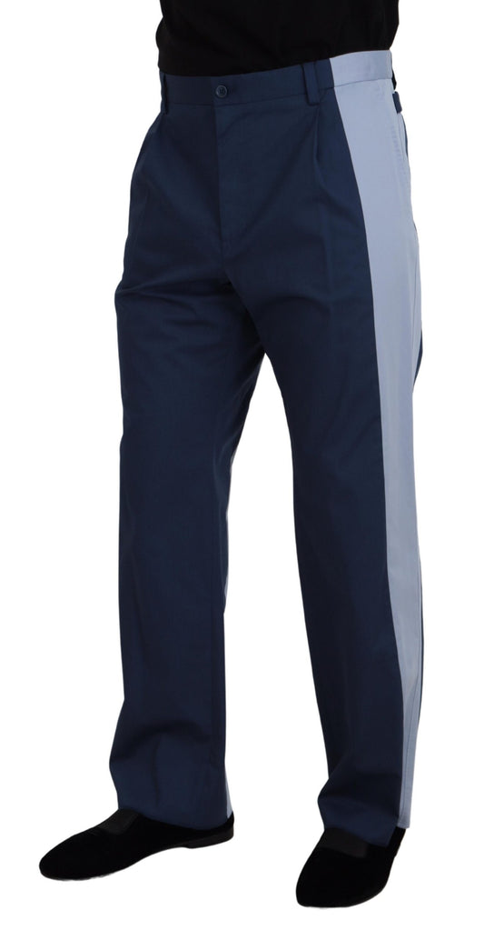 Blue Cotton Straight Fit Pants-Dolce & Gabbana-LabelTerrace.com
