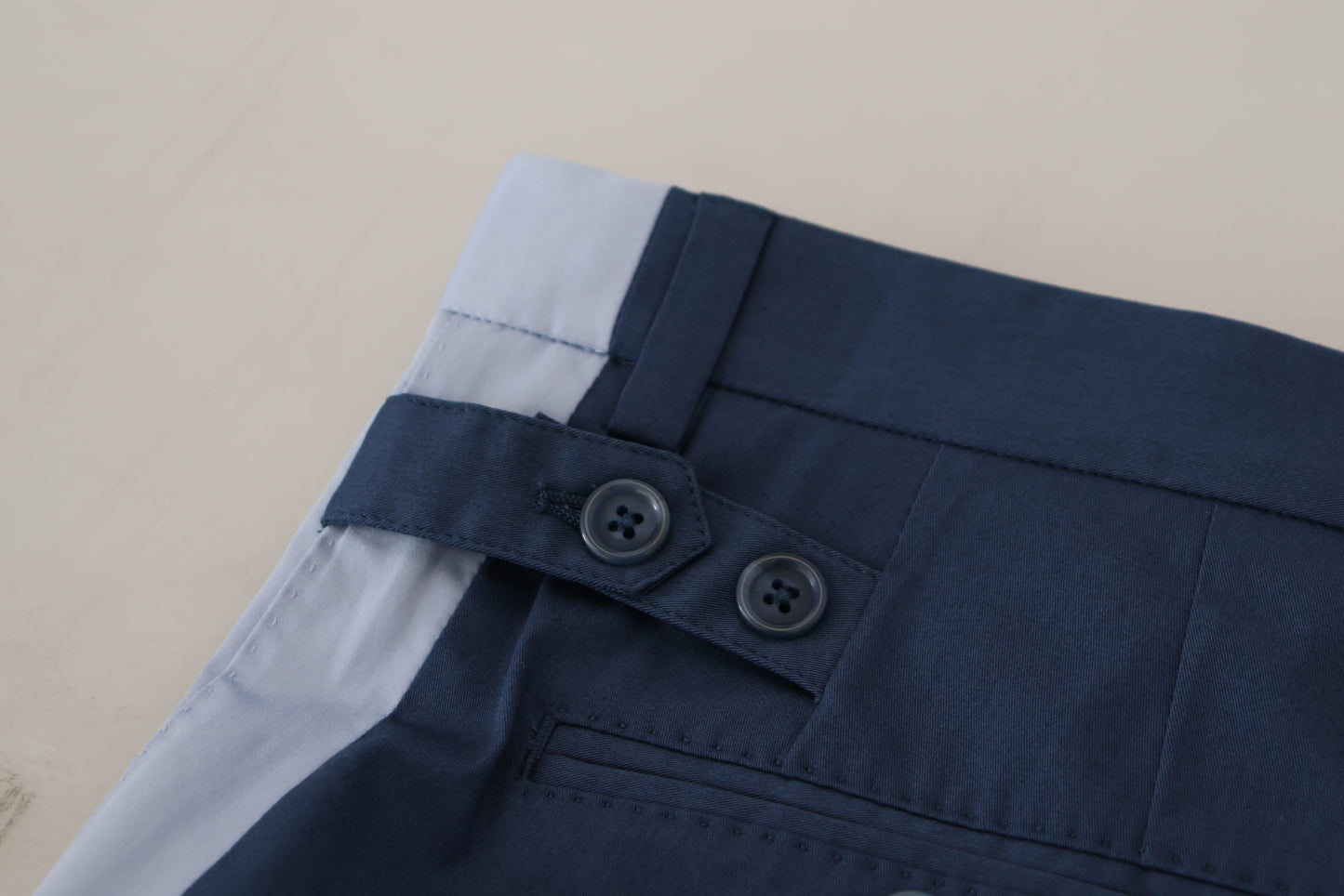 Blue Cotton Straight Fit Pants-Dolce & Gabbana-LabelTerrace.com
