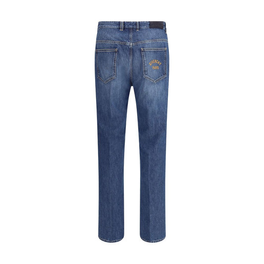 Blue Cotton Straight-Leg Jeans