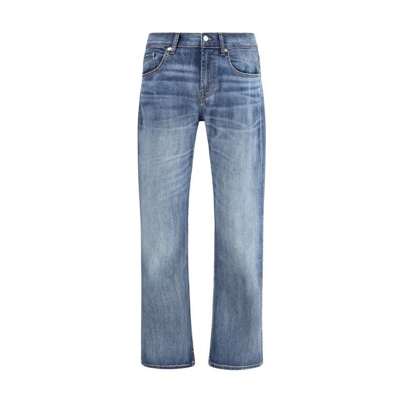 Blue Cotton Straight-Leg Jeans