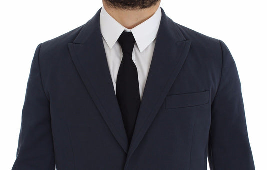 Blue Cotton Stretch Casual Blazer-Dolce & Gabbana-LabelTerrace.com
