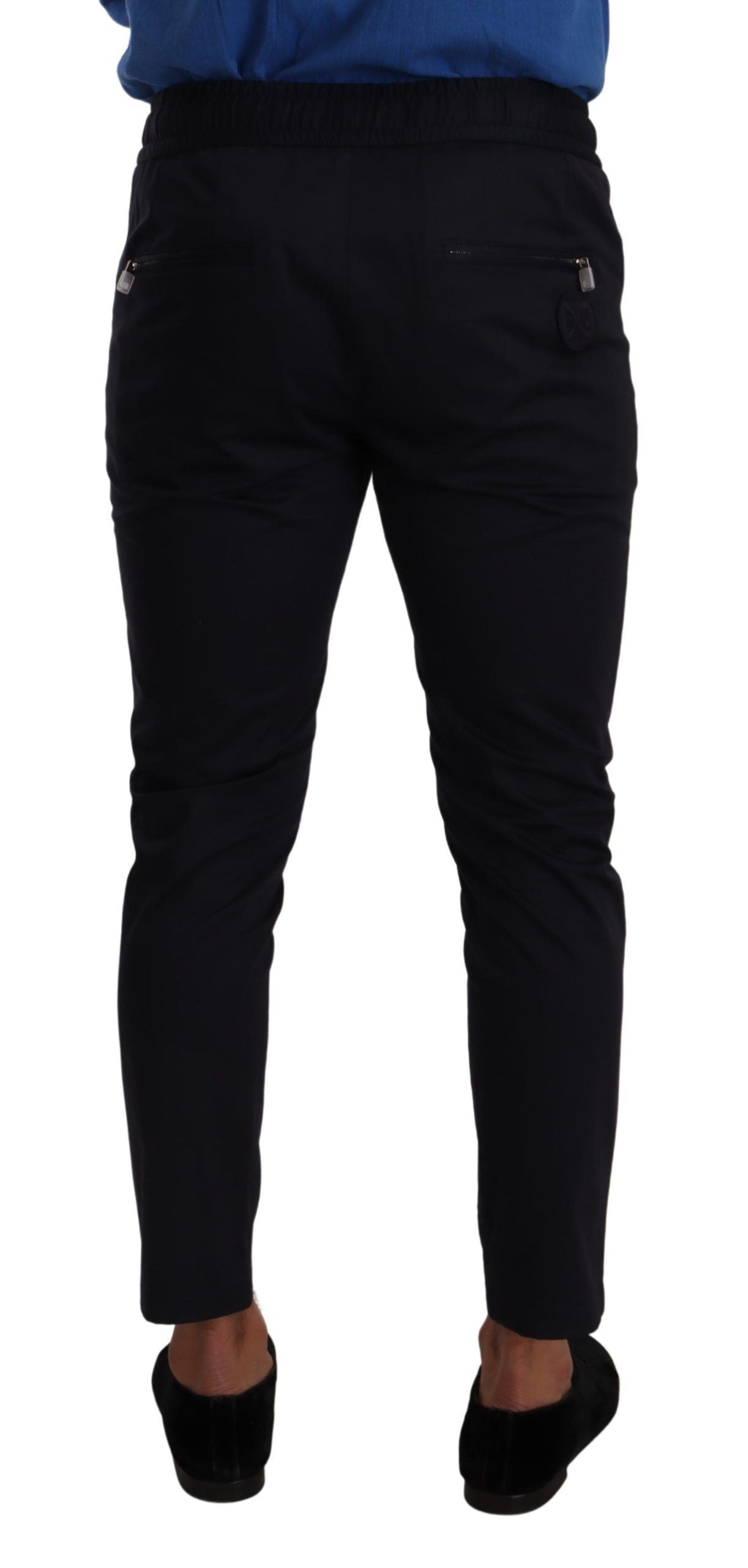Blue Cotton Stretch Jogging Trouser Pants-Dolce & Gabbana-LabelTerrace.com