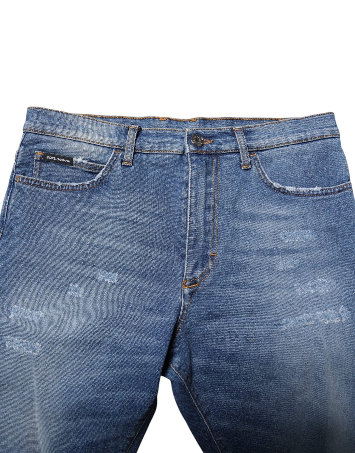 Blue Cotton Stretch Men Denim Bermuda Shorts-Dolce & Gabbana-LabelTerrace.com