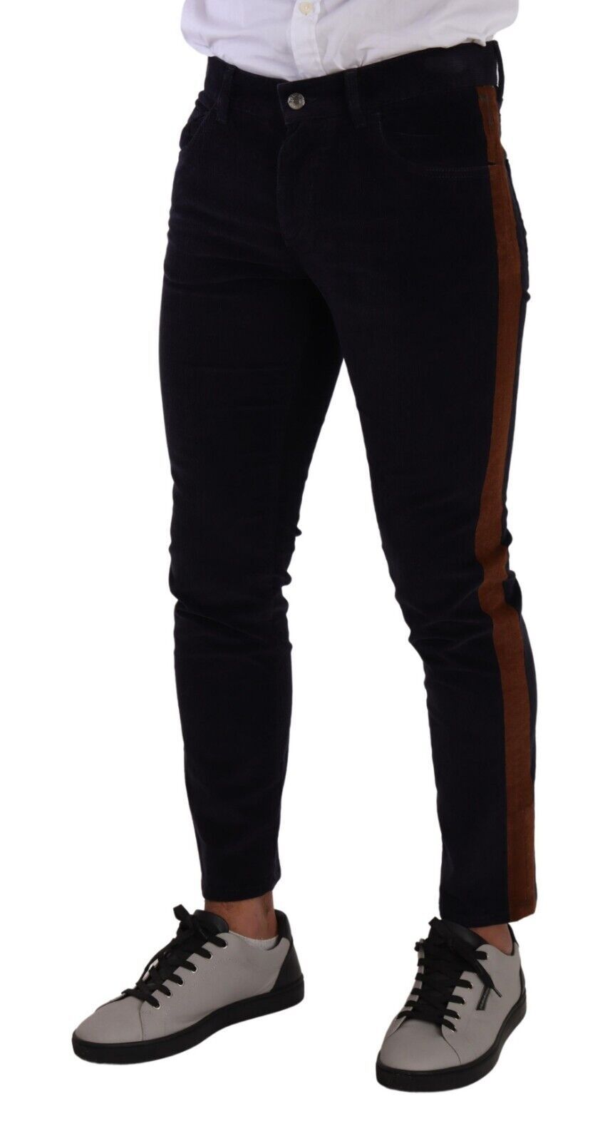 Blue Cotton Stretch Skinny Corduroy Jeans-Dolce & Gabbana-LabelTerrace.com