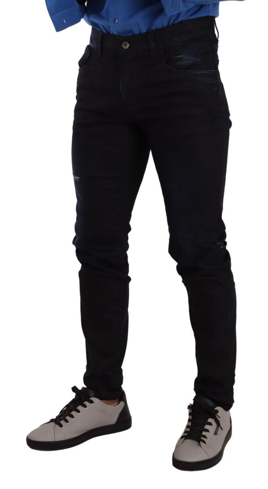 Blue Cotton Stretch Skinny Denim Trouser Jeans-Dolce & Gabbana-LabelTerrace.com