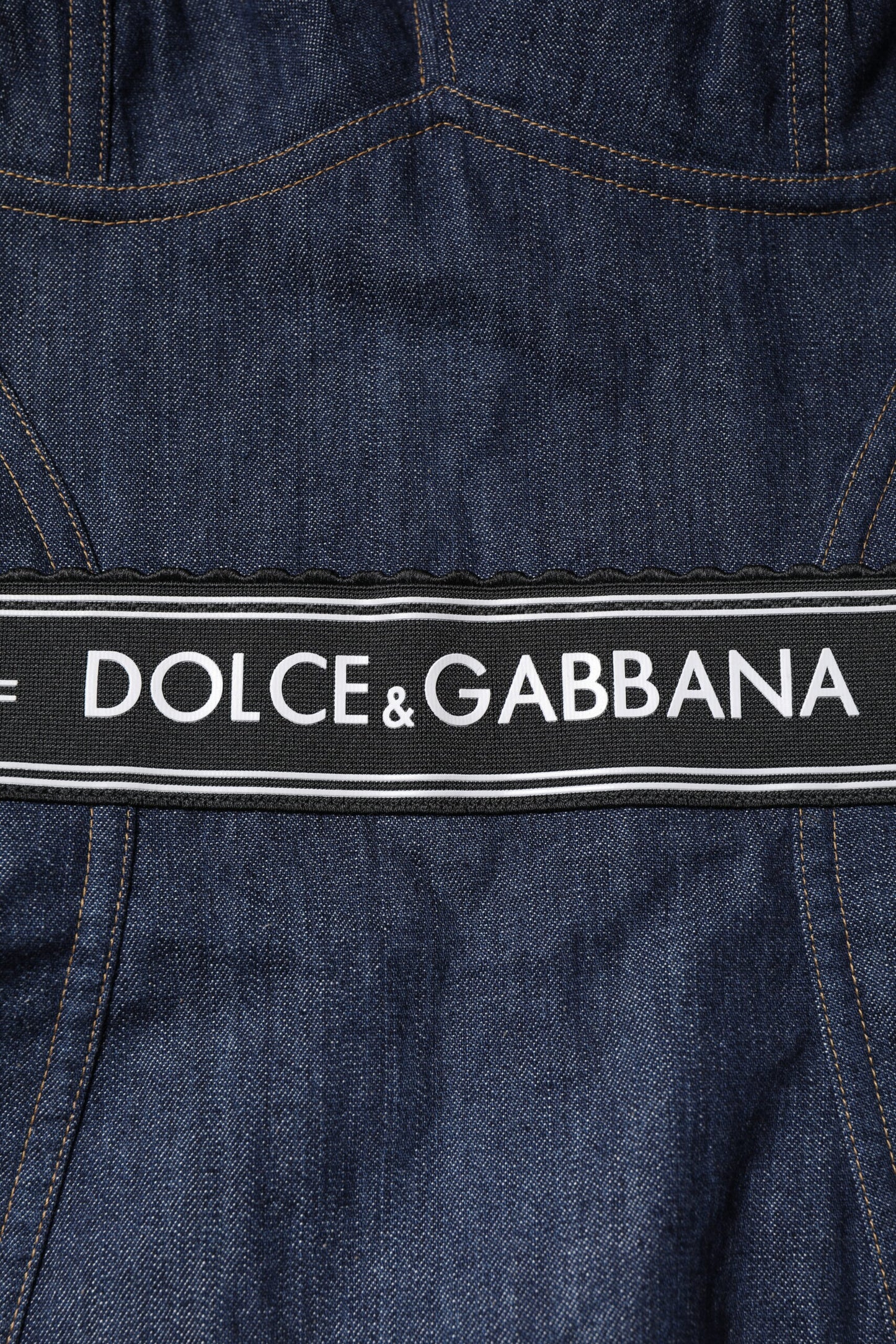 Blue Cotton Stretch Sleeveless Bodycon Denim Bodysuit-Dolce & Gabbana-LabelTerrace.com