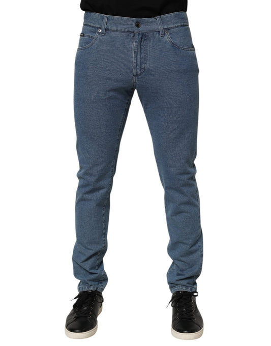 Blue Cotton Stretch Slim Fit Men Denim Jeans-Dolce & Gabbana-LabelTerrace.com