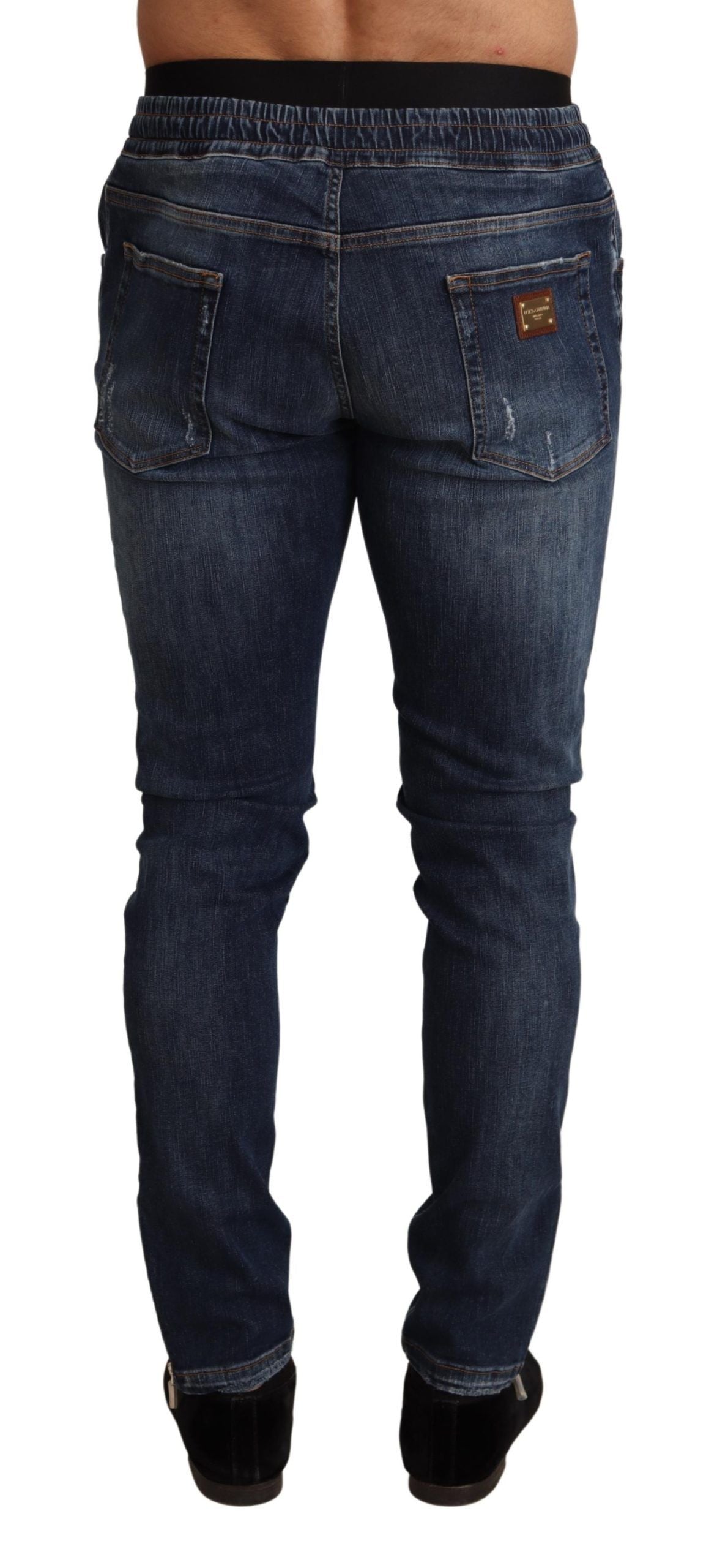 Blue Cotton Stretch Tattered Denim Jeans-Dolce & Gabbana-LabelTerrace.com