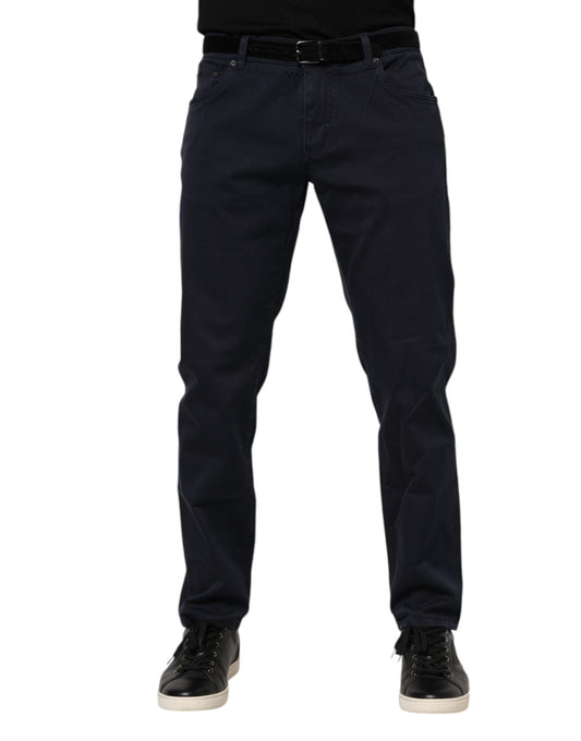 Blue Cotton Tapered Denim Jeans-Dolce & Gabbana-LabelTerrace.com