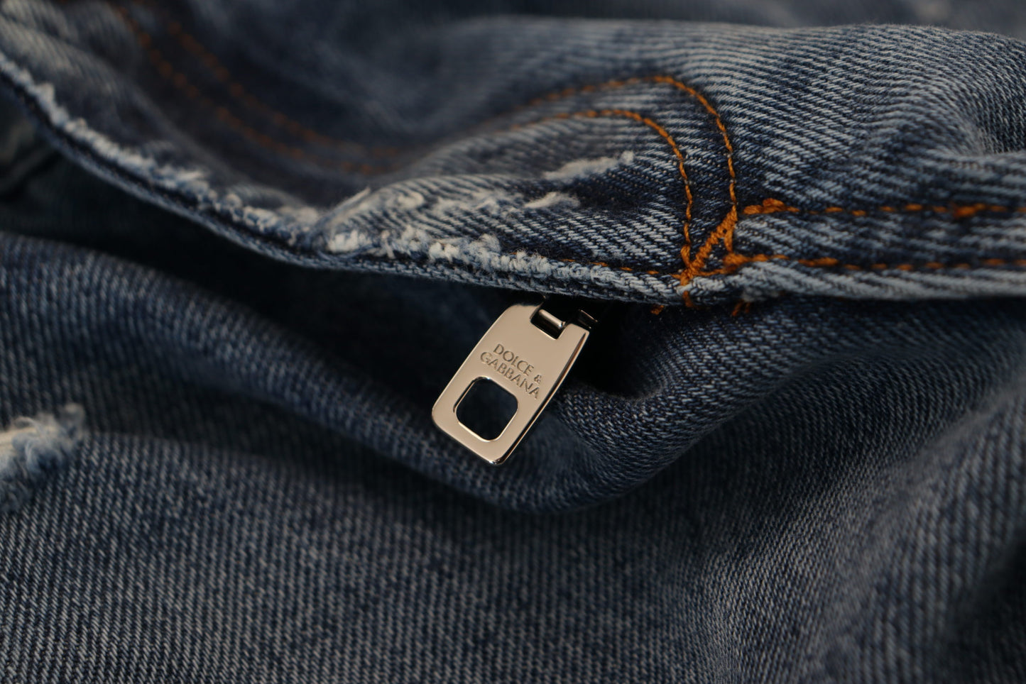 Blue Cotton Tattered Men Denim Jeans-Dolce & Gabbana-LabelTerrace.com