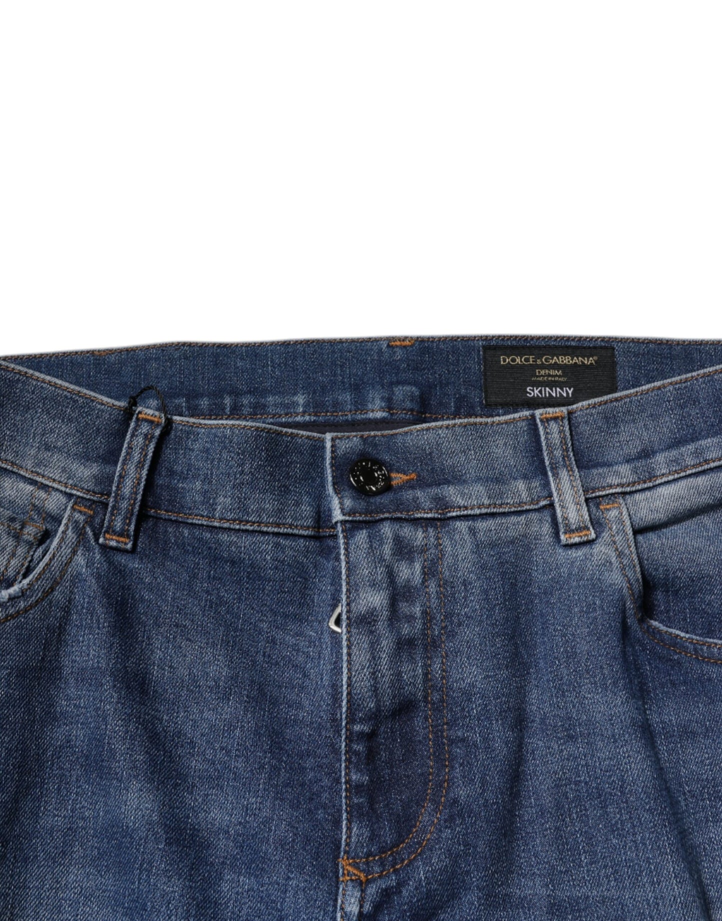 Blue Cotton Tattered Skinny Denim Jeans-Dolce & Gabbana-LabelTerrace.com