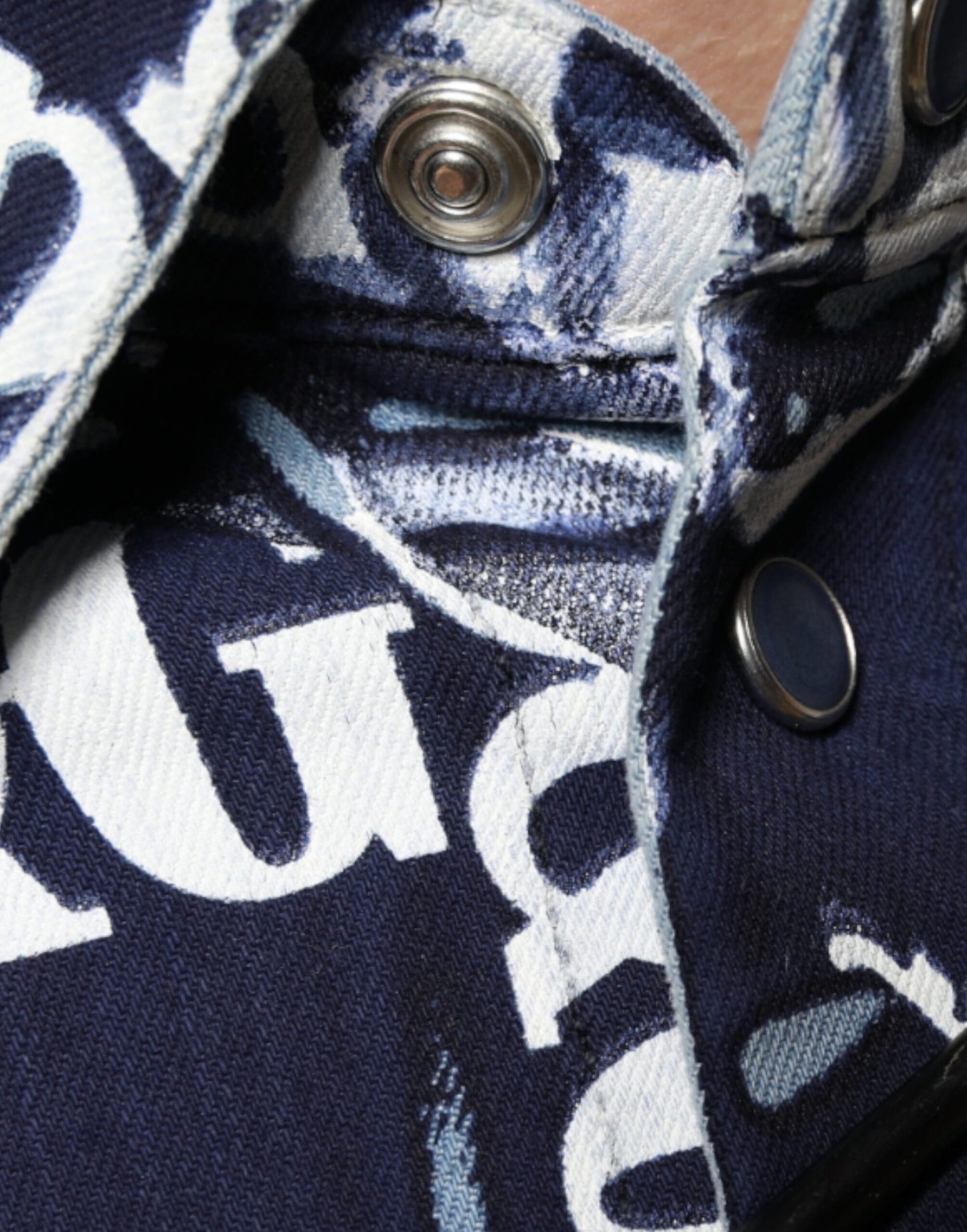 Blue Crown Logo Print Slim Fit Cotton Shirt-Dolce & Gabbana-LabelTerrace.com