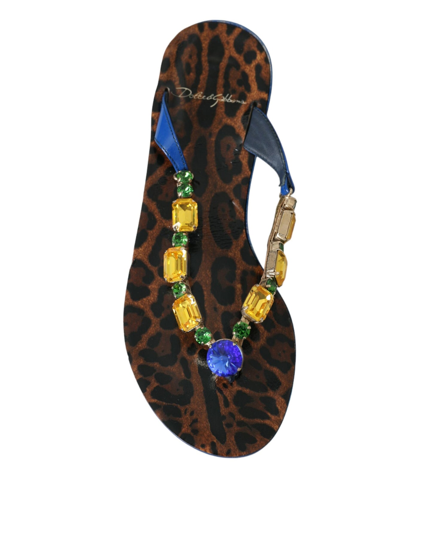 Blue Crystal Calf Leather Beachwear Shoes-Dolce & Gabbana-LabelTerrace.com