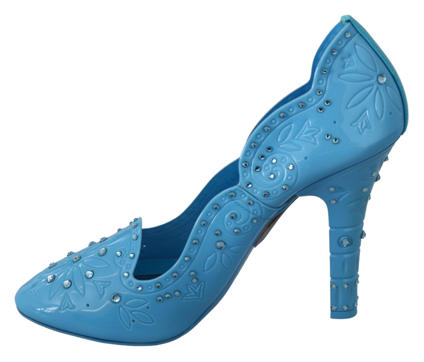 Blue Crystal Floral CINDERELLA Heels Shoes-Dolce & Gabbana-LabelTerrace.com