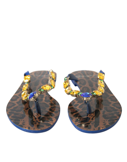 Blue Crystals Flats Sandals Beachwear Shoes-Dolce & Gabbana-LabelTerrace.com