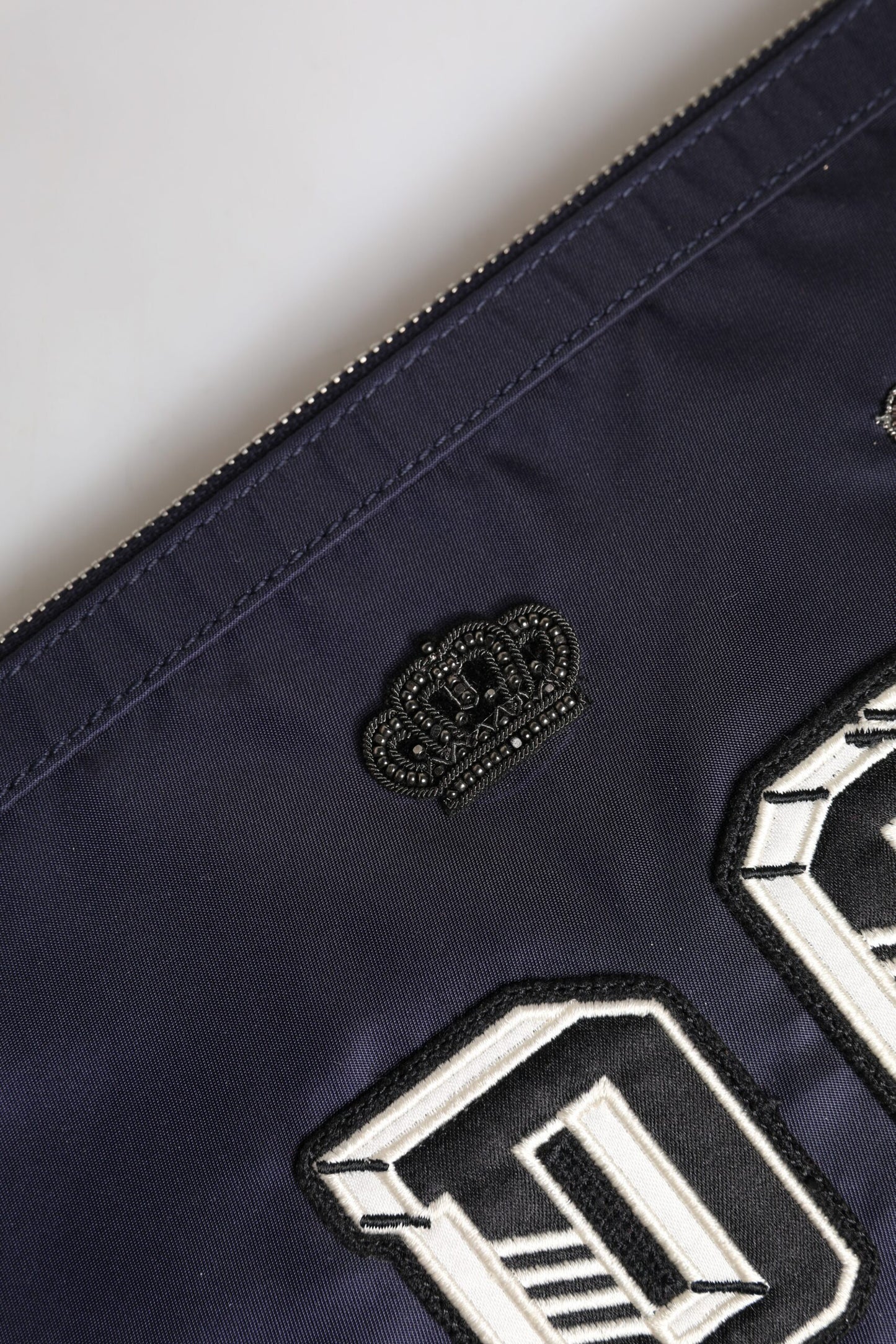 Blue DG Logo Patch Embellished Pouch Clutch Bag-Dolce & Gabbana-LabelTerrace.com