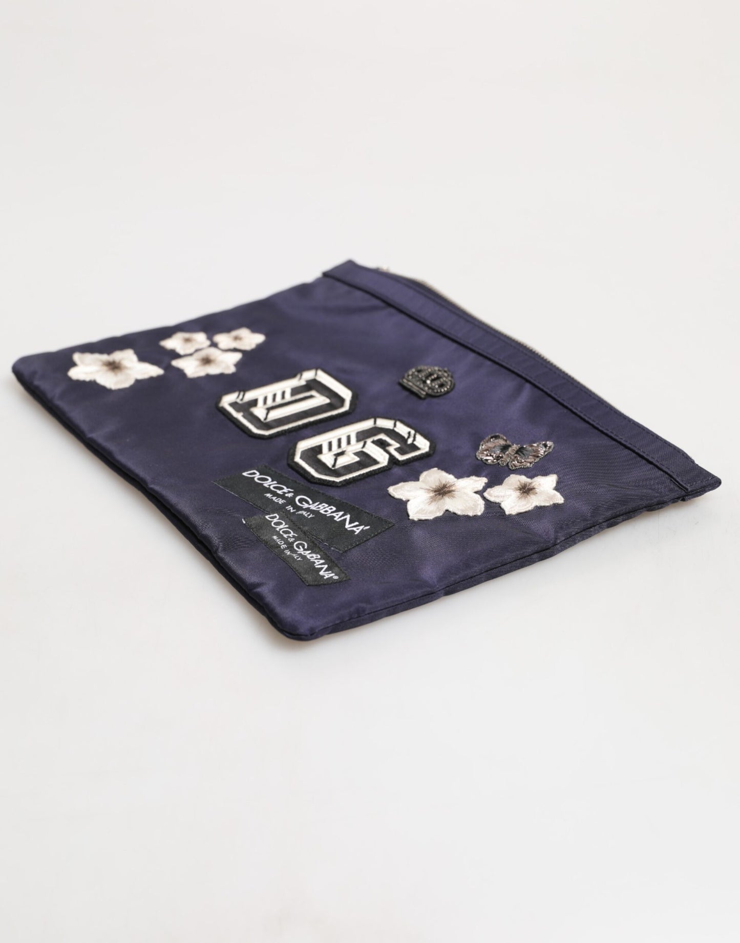 Blue DG Logo Patch Embellished Pouch Clutch Men Borse Bag-Dolce & Gabbana-LabelTerrace.com
