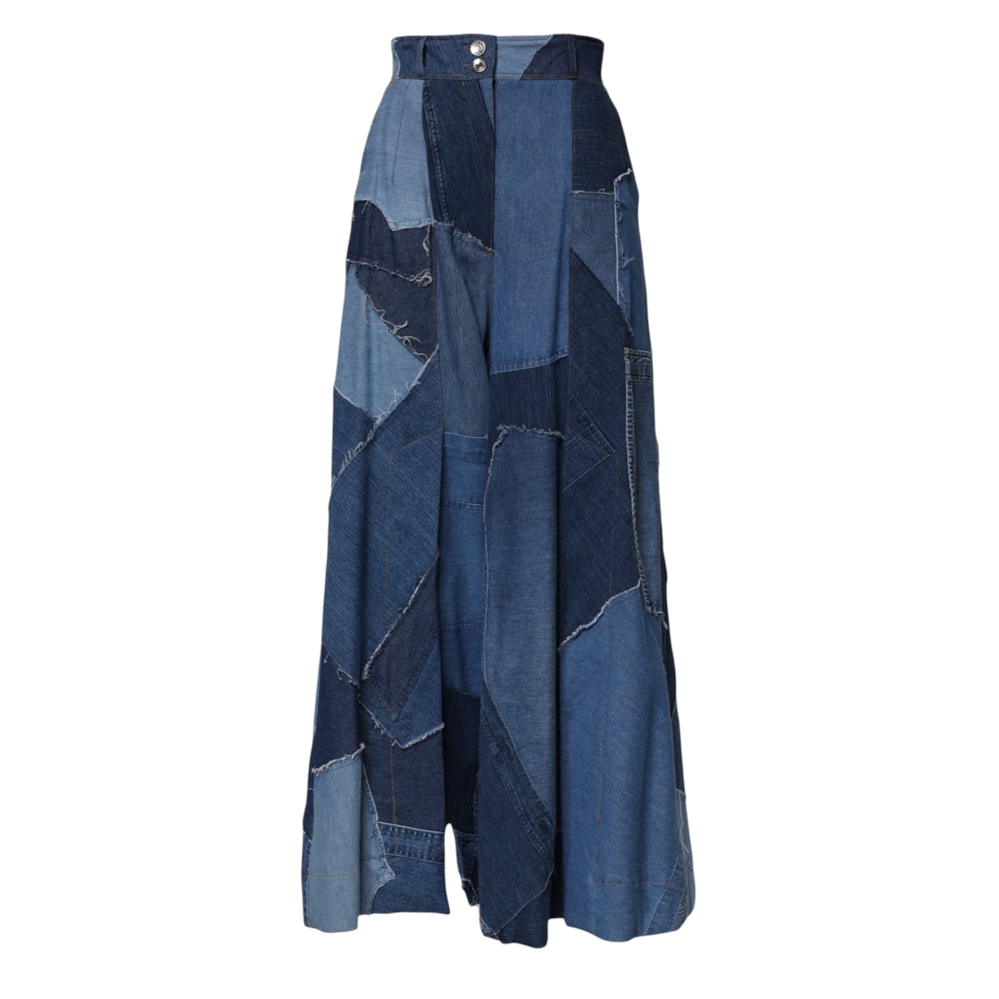 Blue Denim Long Maxi Patchwork Cotton Skirt-Dolce & Gabbana-LabelTerrace.com